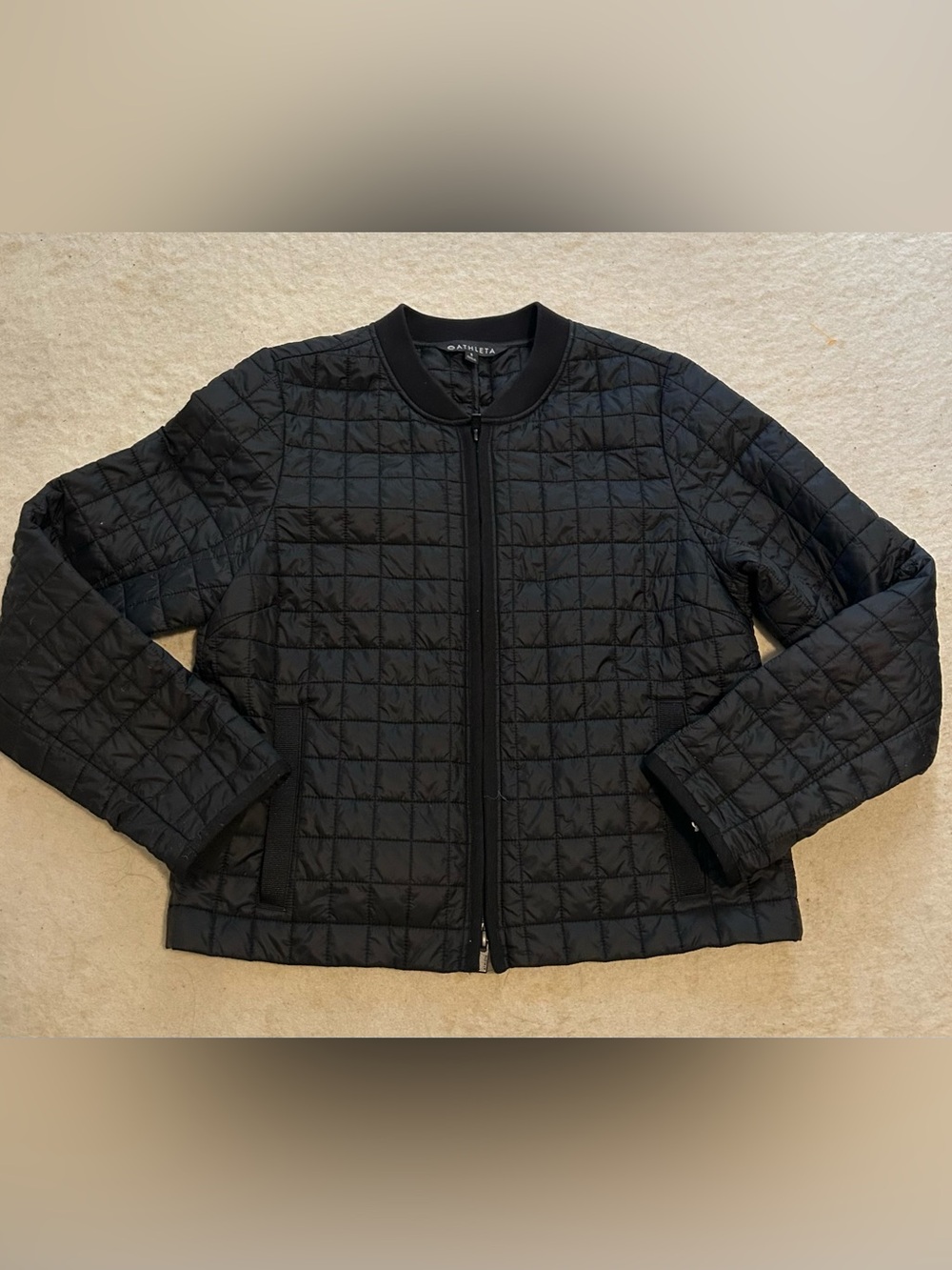 Athleta Black Quilted Lightweight Bomber Jacket S